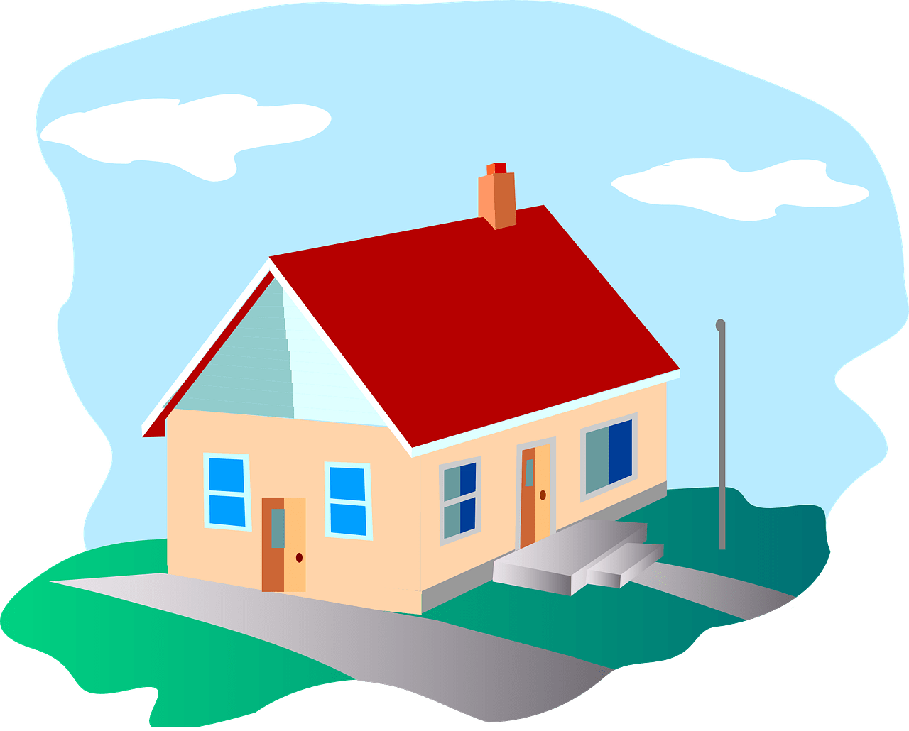 Illustratie van een huis met tuin